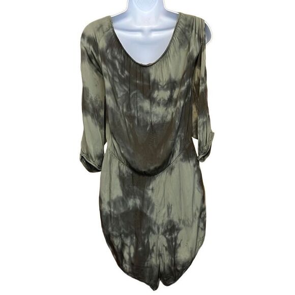 Don't Ask Why Women's Tie-Dye Cold Shoulder Blouson Green Romper One Size - Picture 3 of 8